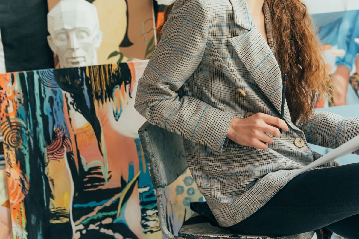 Gallery-inspired interior with curated artwork and carefully extracted color palette