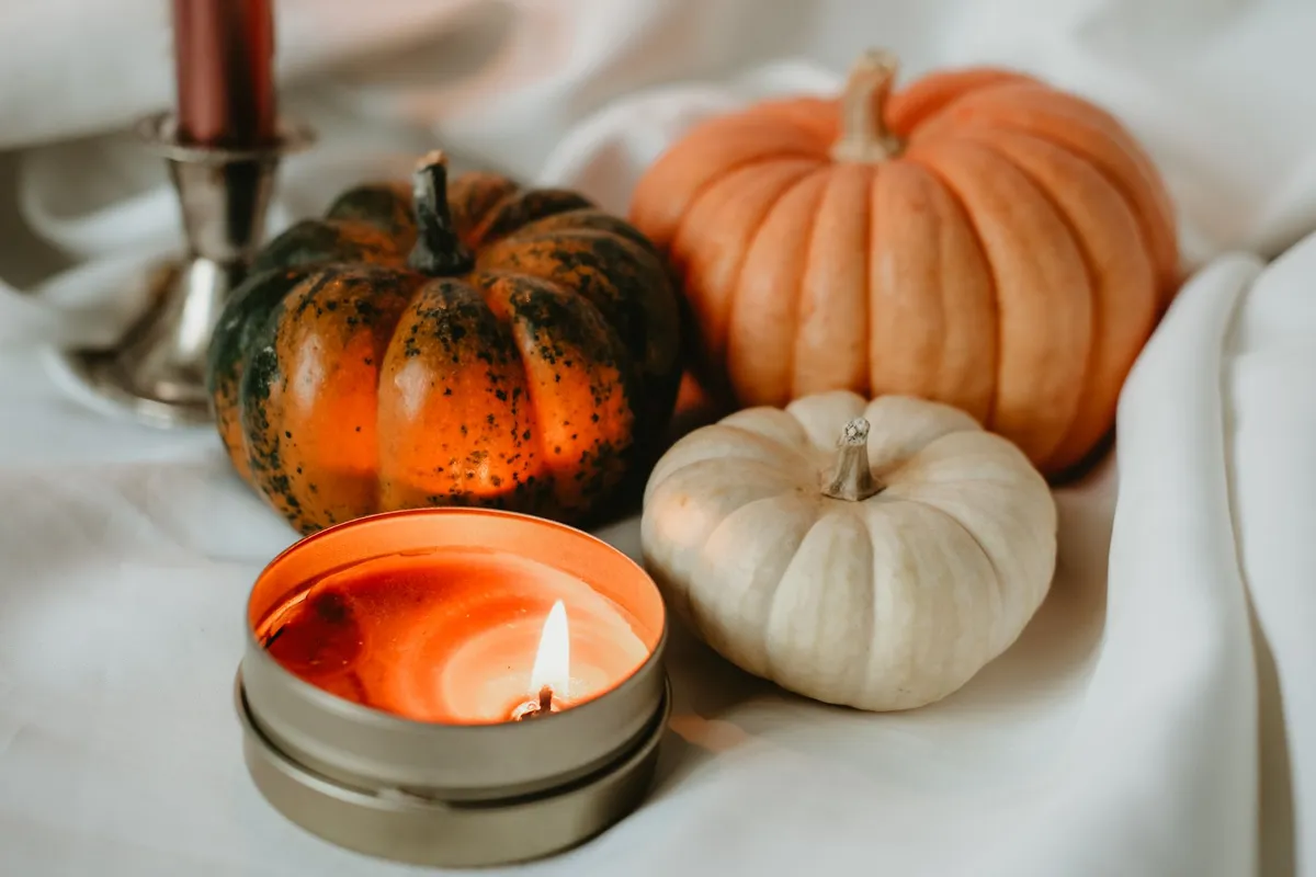 Fall home accent decor with terracotta vessels, dried botanicals and warm-toned textiles