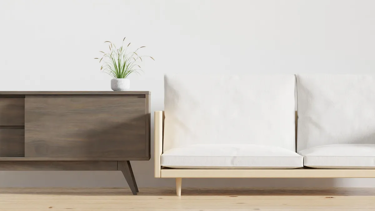 Interior design style comparison showing modern and traditional room elements