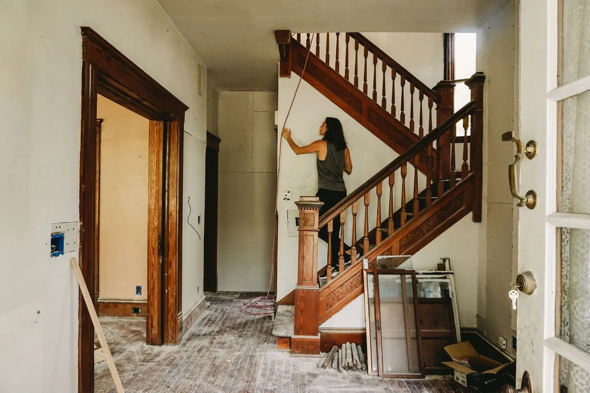 Restored historic interior with original hardwood floors and period millwork