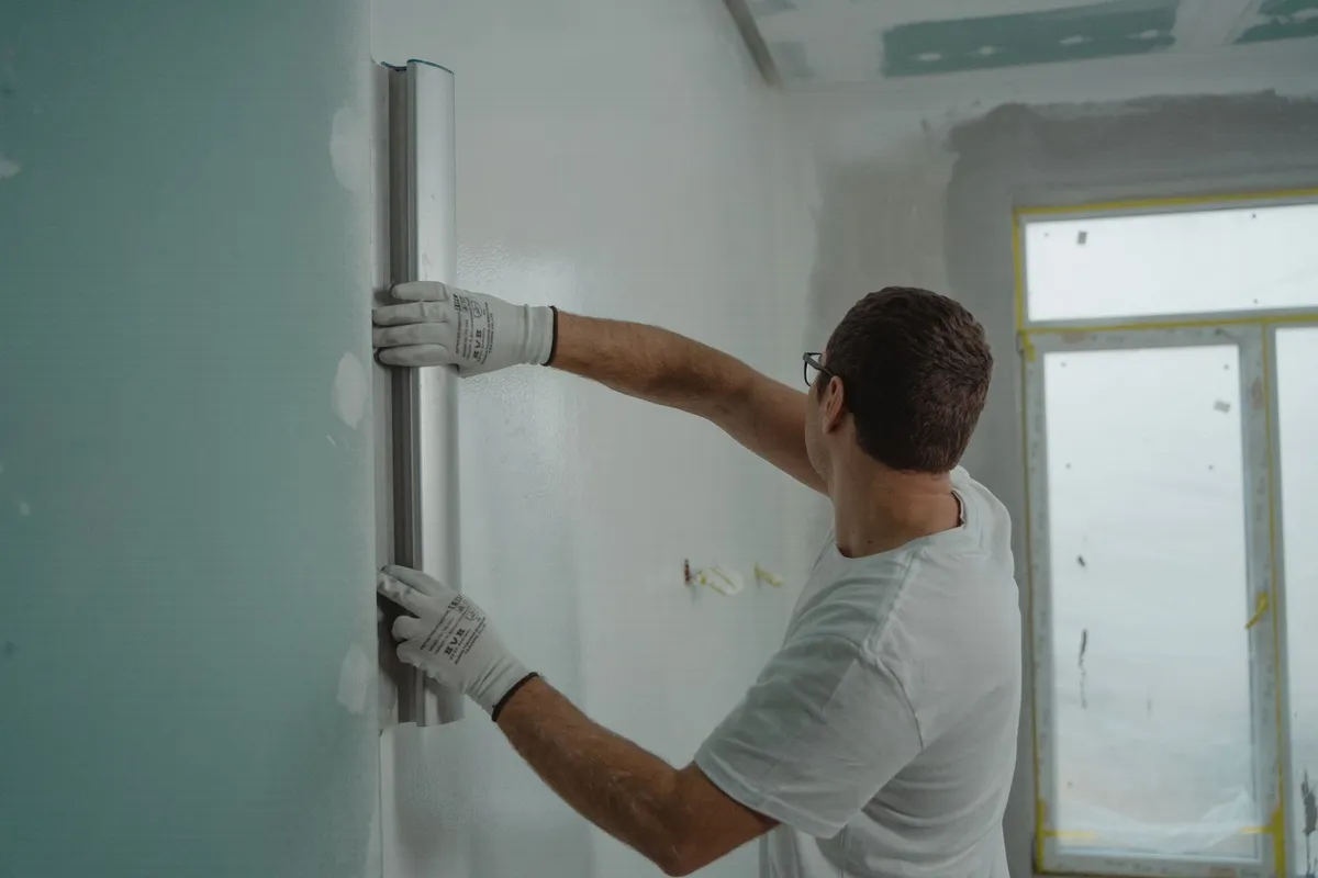 Homeowner and contractor reviewing renovation plans and material samples together at a construction site