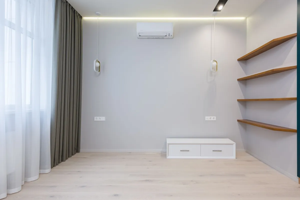 Japanese minimalist interior with natural wood and warm neutral tones
