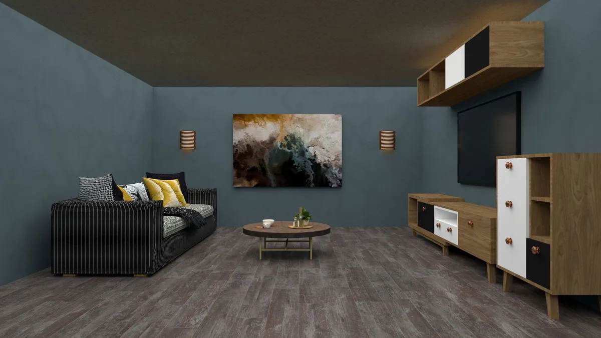 Photorealistic kitchen render showing AI design quality with detailed material textures