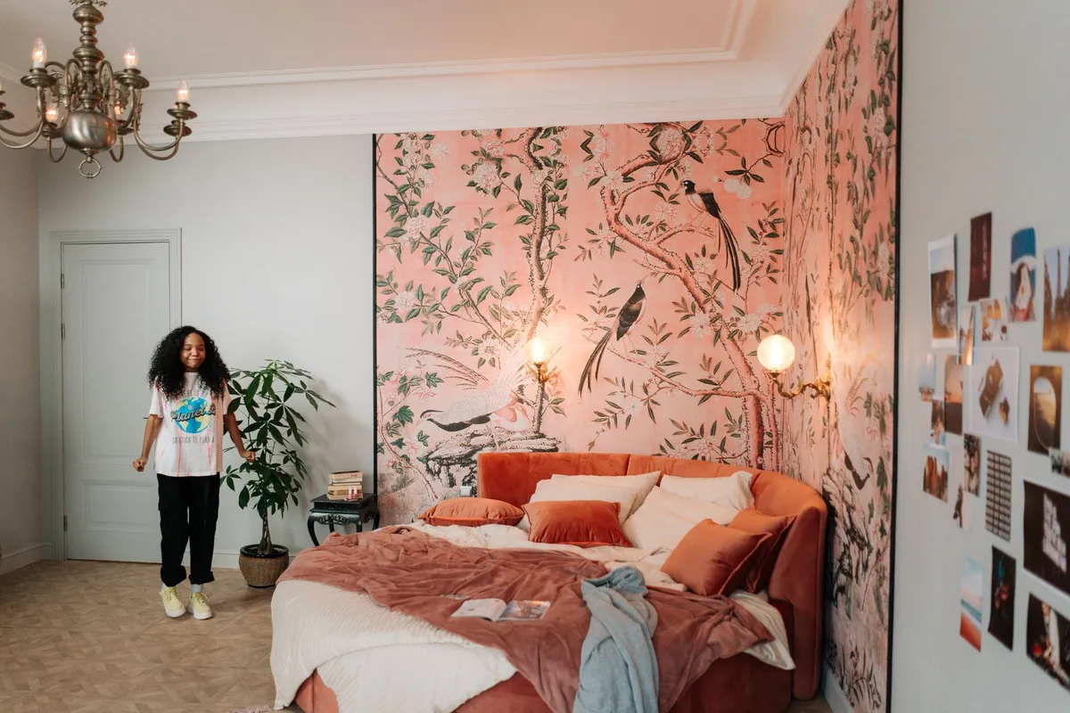 Teen bedroom makeover result with organized desk zone and stylish bedding