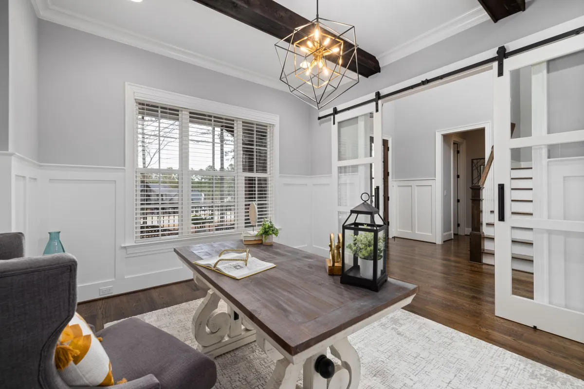 Transitional living room with neutral palette and layered textures